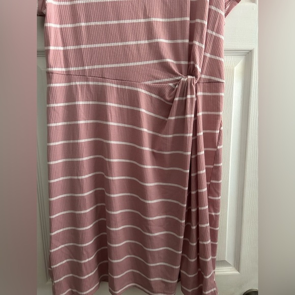 SHEIN Plus Striped Twist Side Split Hem Rib-knit Dress size 1X worn once - Picture 4 of 7